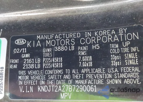 2011 Kia Soul ! z USA, uszkodzony, nr VIN KNDJT2A27B7290061